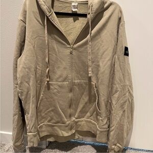 Alo Beige Full Zip-Up Hoodie